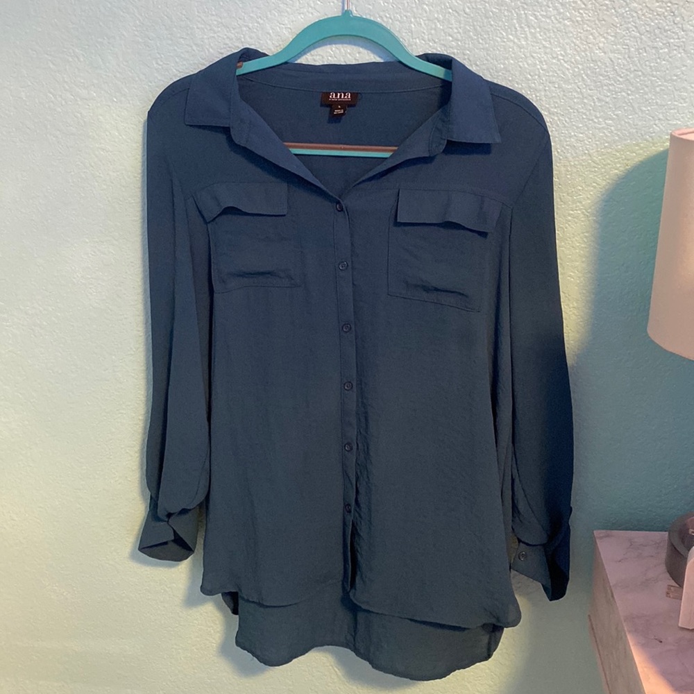 Blue button down blouse